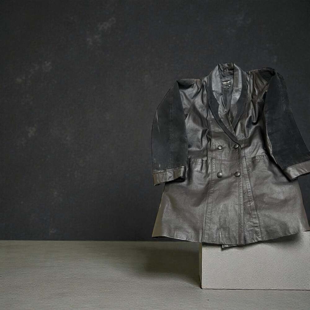 Pelle Y2K Black Leather Double Breasted Blazer Coat Women’s L